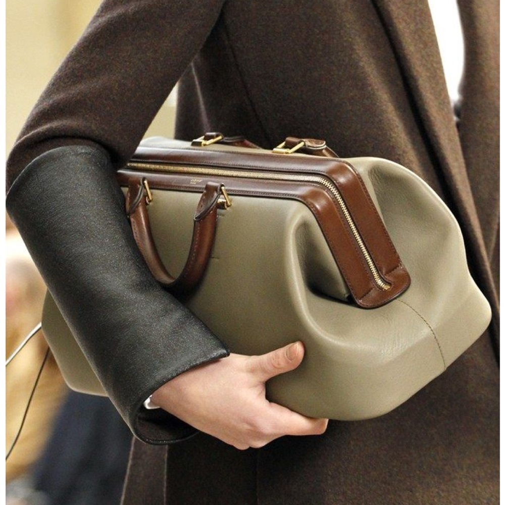 Celine elephant grey leather long frame doctor bag 2011